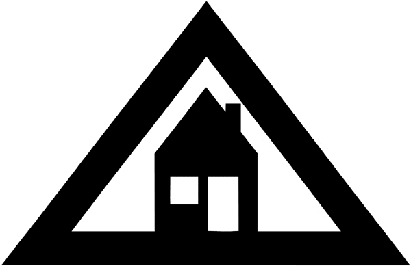 House in a triangle vinyl sticker. Customize on line. Symbols and Pictograms 090-0227